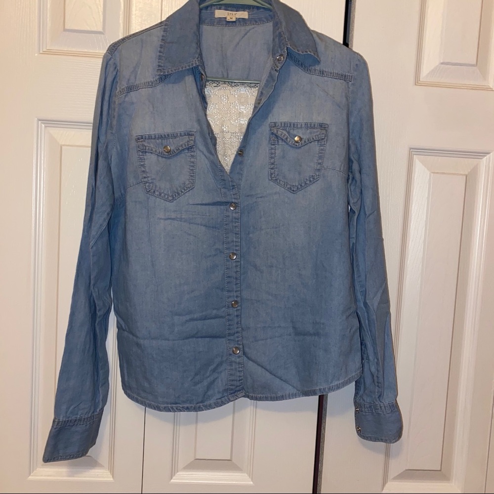 Jean button down shirt with lace back